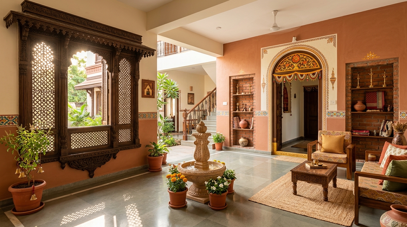 Traditional Gujarati Architecture for Modern Homes in Vadodara 2026 | JKC Buildcon Services